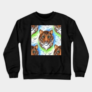 Continuous Line Tiger Portrait. 2022 New Year Symbol by Chinese Horoscope Crewneck Sweatshirt